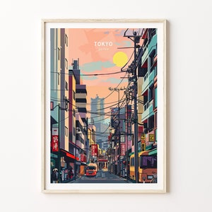 Tokyo Japan City Travel Poster, Tokyo Travel Wall Art, Japanese Decor, Japan Travel Gifts, Cityscape Poster, Wedding Gifts