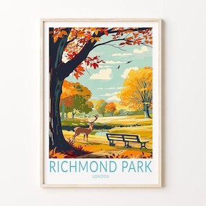 Richmond Park Reiseplakat, London City Wandkunst, Richmond Park London Druck, London Geschenke, Richmond Park Wanddekor, Geburtstagsgeschenke