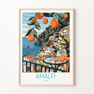 Amalfi Reiseposter, Italien Amalfi Wandkunst Dekor, Amalfiküste Druck, Italien Reisegeschenke, personalisierte Geschenke, Geburtstagsgeschenk