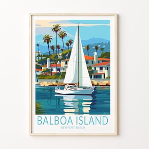 Balboa Island Poster, California City Print, Newport Beach Balboa Island Wall Art, Orange County Coast Poster, Wedding Present