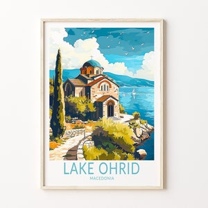Lake Ohrid Travel Print, Macedonia City Wall Decor, Lake Ohrid Poster, Macedonia Lake Ohrid Wall Art, Personalised Gifts, Home Decor