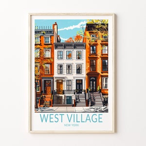 West Village New York Poster, West Village Decor, Travel Poster, New York City Home Decor, Wedding Gifts, Personalised Present