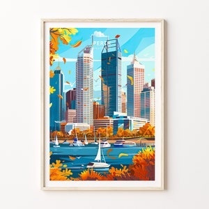 Perth Australia City Poster, Australien Wandkunst, Perth Coast Print, Reisedekoration, personalisierte Geschenke, Geburtstagsgeschenk