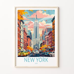 Impresión de viaje de Nueva York, póster de la ciudad de Nueva York, EE. UU., decoración de pared de Nueva York, impresión de EE. UU., decoración del hogar para viajeros, regalo personalizado