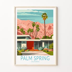 Palm Springs Travel Poster, California City Travel Print, Palm Springs Wall Art, California Travel Gift Wall Decor, Home Decor