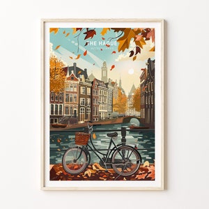 Póster de La Haya, Países Bajos, arte mural de la ciudad de los Países Bajos, impresión de viaje de La Haya, decoración del hogar, regalos personalizados, regalo de cumpleaños