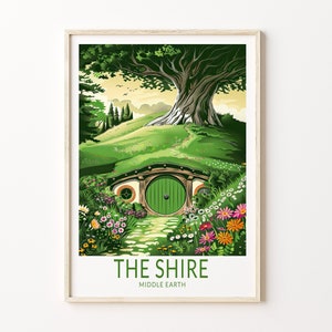 The Shire Reiseplakat, Mittelerde-Druck, Neuseeland Stadt-Wanddekor, Nationalpark-Wand-Kunstdruck, Geburtstagsgeschenke, Hauptdekor