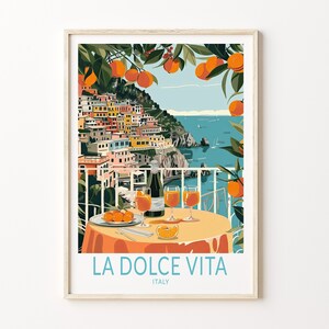La Dolce Vita Italy Travel Print, Italy Travel Wall Art Decor, La Dolce Vita Orange Print, Italy Travel Gifts, Coast Poster Print