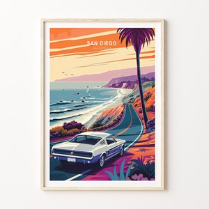 San Diego Print, California Wall Art, San Diego Sunset Poster, California San Diego Travel Poster, Coast Print, Birthday Present