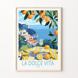 Impresión de La Dolce Vita Italia, póster de limones de Italia, impresión de La Dolce Vita Coast, decoración de pared de Italia, regalos de luna de miel, póster de viaje