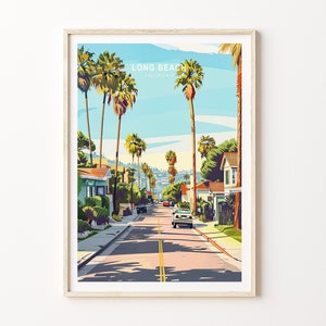 Long Beach Kalifornien Poster, Kalifornien Wandkunst, Long Beach Kalifornien Stadtdruck, Hochzeitsgeschenk, personalisierte Geschenke