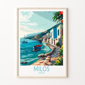 Milos Griechenland Reise Poster, Milos Reise Kunst Wand dekor, Griechenland Wohnkultur, Milos Küste Poster, Geburtstag Geschenk, Hochzeitsgeschenk