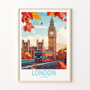 London Poster, England Wall Art, London Big Ben Bridge Poster, London England Travel Poster, London United Kingdom Travel Gift