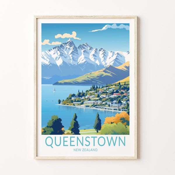 Queenstown Nieuw-Zeeland Print Wall Art, Queenstown Poster, Queenstown Wall Art, Nieuw-Zeeland Travel Print, Nieuw-Zeeland Travel Gift