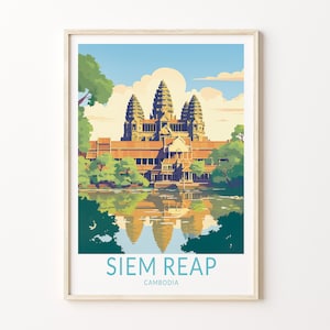 Siem Reap Cambodia Travel Poster Wall Art, Siem Reap Cambodia Travel Poster, Siem Reap Travel Illustrations Poster, Traveler Home Décor