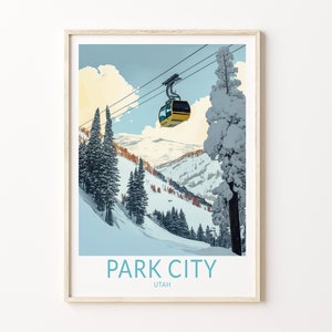 Resetryck i Park City, Utah vinterresor, affischtryck i Park City, Utah vintersport, väggkonst, Utah skidåkning vinterresor