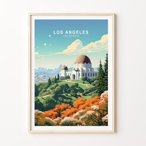 Los Angeles travel poster, Los Angeles Griffith Observatory Poster Wall Art, California Custom travel print, Personalized Home Decor