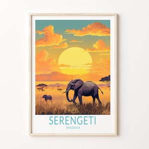 Serengeti Reiseplakat, Tansania Serengeti Plakatdruck, Serengeti Kundenspezifisches Reiseplakat, personalisiertes Reiseplakat, Geburtstagsgeschenke