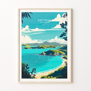 Antigua Caribbean Travel Poster Wall Art, Caribbean Poster, Antigua Caribbean Wall Art, Minimalist Travel Poster, Caribbean Travel