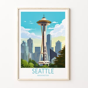 Setaple Reise-Druck, Setaple Washington Reise-Poster-Druck, Setaple Skyline Wandkunst, Mikroedische Reise-Wand-Dekor, Geburtstagsgeschenk