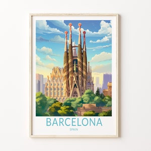 Barcelona City Travel Print, Barcelona Spain Travel Poster Print, Barcelona City Wall Art, Barcelona Spain Travel Wall Decor