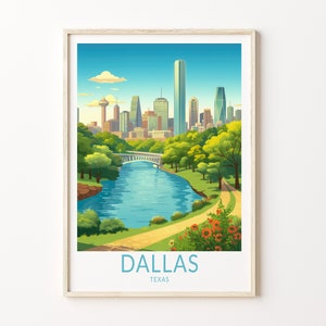 Dallas Texas Travel Print, Dallas City Texas Travel Poster, Dallas Texas Travel Wall Art, City Skyline Artwork, Dallas Texas Travel Poster