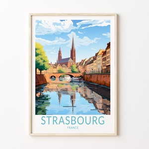 Strasbourg France Travel Poster, Strasbourg City France Poster Print, France City Wall Art, France COTE D Azur Coast Wall Decor