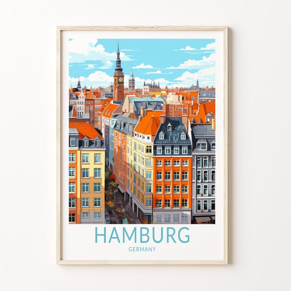 Hamburg Germany Travel Poster Wall Art, Hamburg Germany Travel Poster, Europe Travel Poster, Germany Hamburg Traveler Home Décor