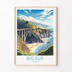 Big Sur Travel Print, California Big Sur Travel Poster, Travel Wall Art, Big Sur Artwork, California Travel Gift Wall Decor