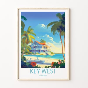 Key West Island Florida Poster Wall Art, Key West Travel Poster, USA Key West Travel Poster, Home Decor, Traveler Gift, Travel Wall Art
