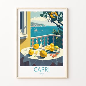 Capri Lemons Travel Poster, Italy Capri Lemons Travel Poster, Travel Wall Art, Italy Artwork, Capri Travel Gift, Lemons Wall Decor