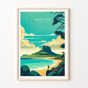 Mauritius Reise Poster Wandkunst, Mauritius Poster, Mauritius Indischer Ozean Wandkunst, Minimalistischer Reisedruck, Reisegeschenk, Hochzeitsgeschenk