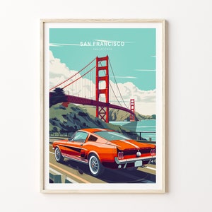 San Francisco Travel Poster, San Francisco California Wall Art, Minimalist, Golden Gate Bridge, Birthday Present, Wedding Gifts