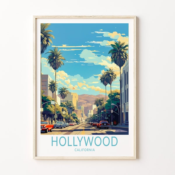 Hollywood travel poster, Hollywood Los Angeles Poster Print, Hollywood Custom travel print, Personalized Travel Poster, Birthday Gifts