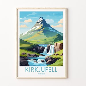 Kirkjufell Reykjavík Travel Poster Wall Art, Iceland Kirkjufell Reykjavík Poster, Reykjavík Travel Wall Art, Iceland Travel