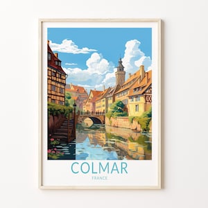 Impresión de viaje por la ciudad de Colmar, póster de viaje por Colmar, Francia, arte mural de la ciudad de Colmar, decoración de pared de viaje por Colmar, Francia