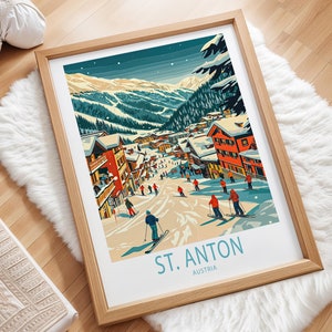 St. Anton Österreich Reiseplakat, Österreich Wandkunst, St. Anton Arlberg Druck, Arlberg Ski Poster, Wohnkultur, personalisierte Geschenke