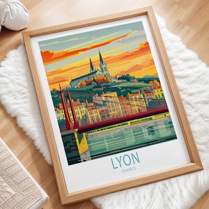 リヨン フランス 旅行ポスター、フランス 旅行 ウォール アート、リヨン ウォール アート プリント、誕生日プレゼント、パーソナライズされたギフト、室内装飾