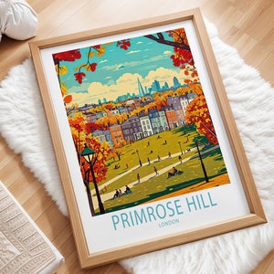 Primrose Hill Travel Poster, UK London Wall Art, Primrose Hill London Print, Birthday Gifts, Personalised Travel Poster, Home Decor