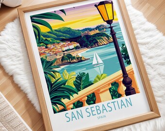 Póster de viaje a San Sebastián, España, impresión de arte mural de Donostia, impresión de viaje a España, regalos personalizados, regalos de decoración del hogar