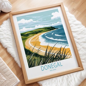 Donegal Ireland Travel Poster, Ireland Wall Art, Donegal Beach Print, Home Decor, Wedding Gifts, Custom Travel Poster