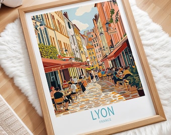 Lyon France Custom Travel Poster, Lyon Travel Wall Art, France Wall Art Print, Home Decor Gifts, Personalsied Gifts