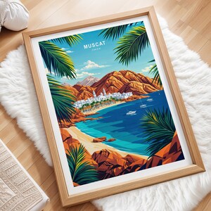 Muscat Travel Poster, Oman Wall Art, Muscat Arabia Print, Custom Travel Poster, Birthday Gifts, Home Decor, Minimalist Cityscape