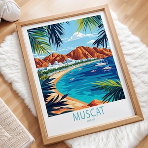 Muscat Oman Travel Poster, Oman Wall Art, Muscat Arabia Print, Home Decor, Custom Travel Poster, Birthday Gifts, Wedding Present