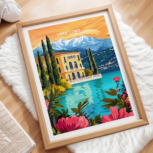 Comer See Reise Poster, Italien Wandkunst, Comer See Italien Druck, Wohnkultur, Geburtstagsgeschenke, Hochzeitsgeschenk, minimalistische Stadtansicht