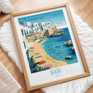 Bari Italy Travel Poster, Italy Wall Art, Puglia Bari Coast Print, Home Decor, Personalised Travel Poster, Anniversary Gifts, Home Decor