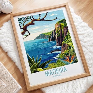 Madeira Travel Poster, Portugal Wall Art, Madeira Portugal Print, Home Decor, Personalised Travel Poster, Wedding Gifts, Birthday Present