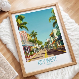Key West Florida Travel Poster, Florida Wall Art, Key West Print, Personalised Gifts, Birthday Present, Travel Home Decor