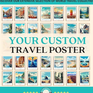 Your Custom Travel Poster, Custom Personalized Travel Illustration, Birthday, Anniversary Gifts, Honeymoon Gifts, Wedding  Gifts Wall Art