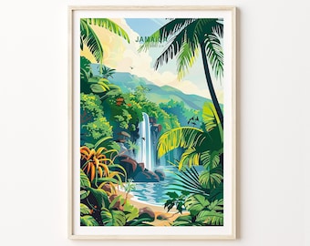 Jamaica Caribische poster, Jamaica kunst aan de muur, Jamaica Caribische kust print, woondecoratie, gepersonaliseerde reisposter, huwelijksreiscadeau